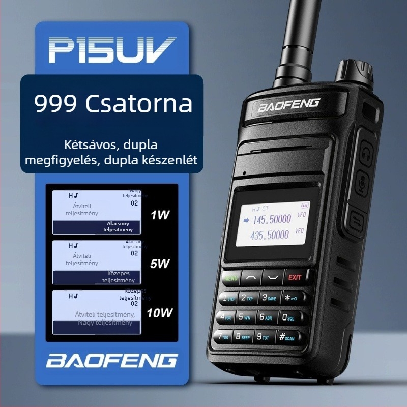 Baofeng P15UV tengeri kézi rádió, vízálló, 8000mAh akkumulátor, kijelző, 1,5–3 km hatótávolság