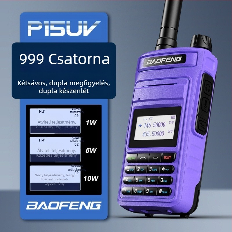Baofeng P15UV tengeri kézi rádió, vízálló, 8000mAh akkumulátor, kijelző, 1,5–3 km hatótávolság