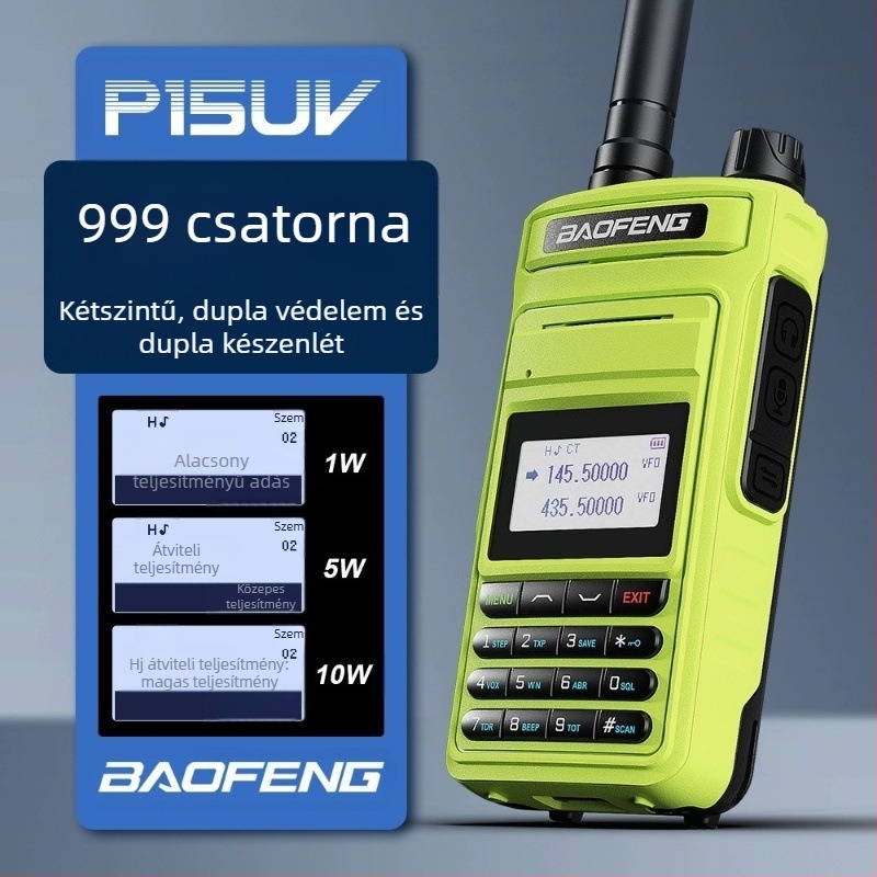 Baofeng P15UV tengeri kézi rádió, vízálló, 8000mAh akkumulátor, kijelző, 1,5–3 km hatótávolság