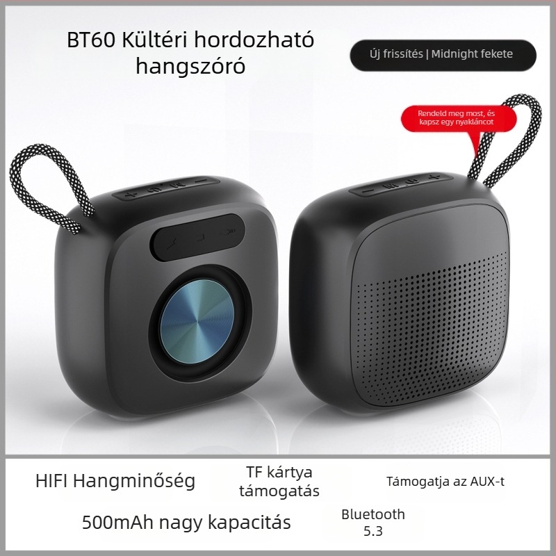 Vezeték nélküli Bluetooth hangszóró kültéri hordozható Macaron, több színben, hangutasításokkal, 5W, Bluetooth 5.3, beépített Akkumulátor 300–500 mAh, 100 Hz–20 kHz, hatótáv 10 m