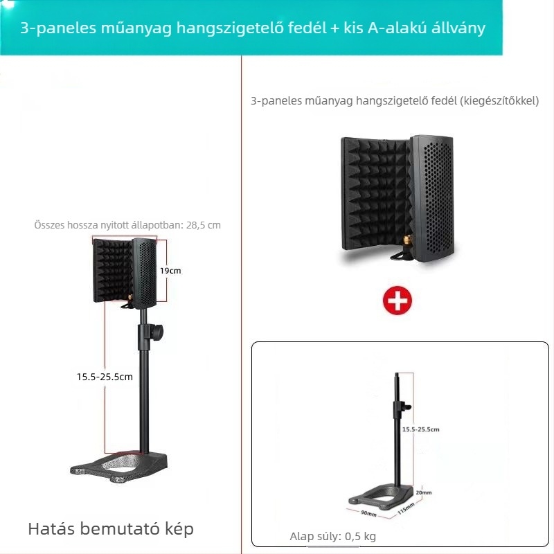 Hang- és vizuális kiegészítők: YALIMIC Mini háromajtós hangszigetelő mikrofonvédő
