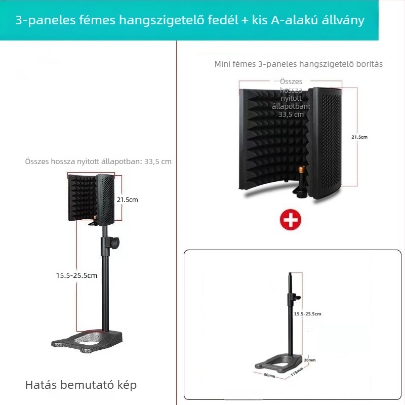 Hang- és vizuális kiegészítők: YALIMIC Mini háromajtós hangszigetelő mikrofonvédő