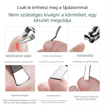 Manikűr- és pedikűr készlet körömágybarázdákhoz és ingrown köröm eszközzel — Sharp blade, műanyag + rozsdamentes acél, univerzális