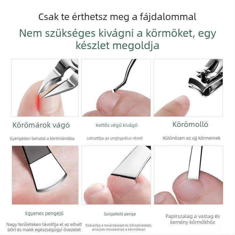 Manikűr- és pedikűr készlet körömágybarázdákhoz és ingrown köröm eszközzel — Sharp blade, műanyag + rozsdamentes acél, univerzális