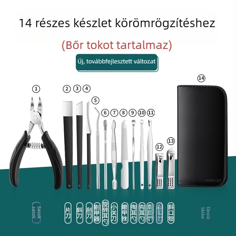 Manikűr- és pedikűr készlet körömágybarázdákhoz és ingrown köröm eszközzel — Sharp blade, műanyag + rozsdamentes acél, univerzális