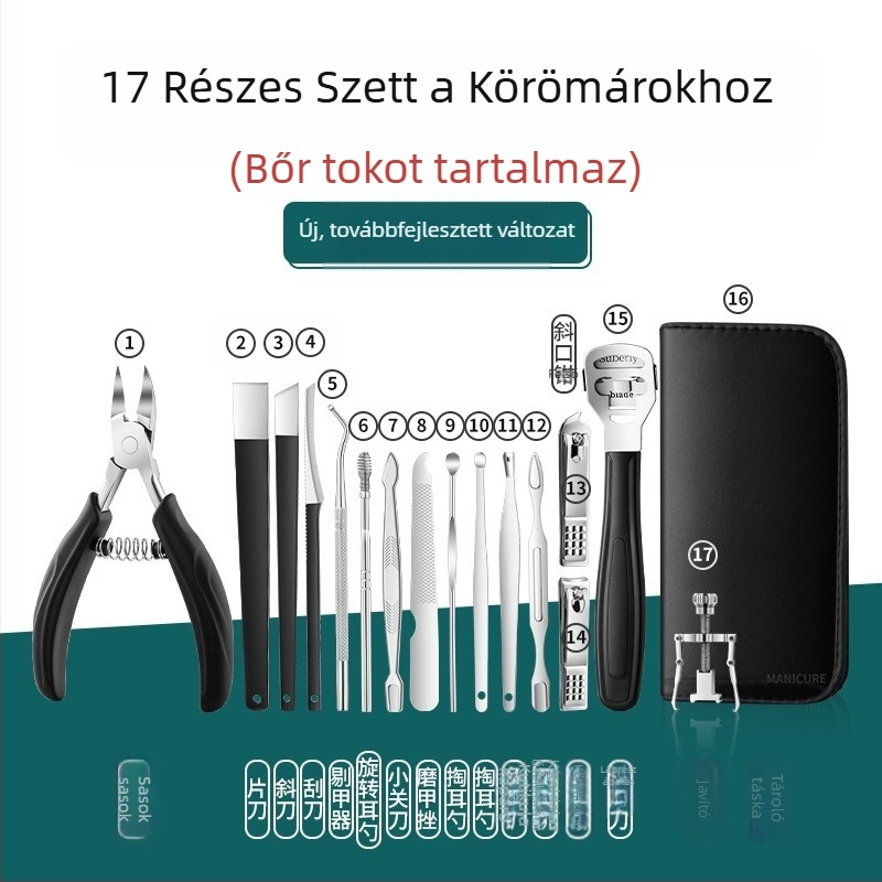 Manikűr- és pedikűr készlet körömágybarázdákhoz és ingrown köröm eszközzel — Sharp blade, műanyag + rozsdamentes acél, univerzális