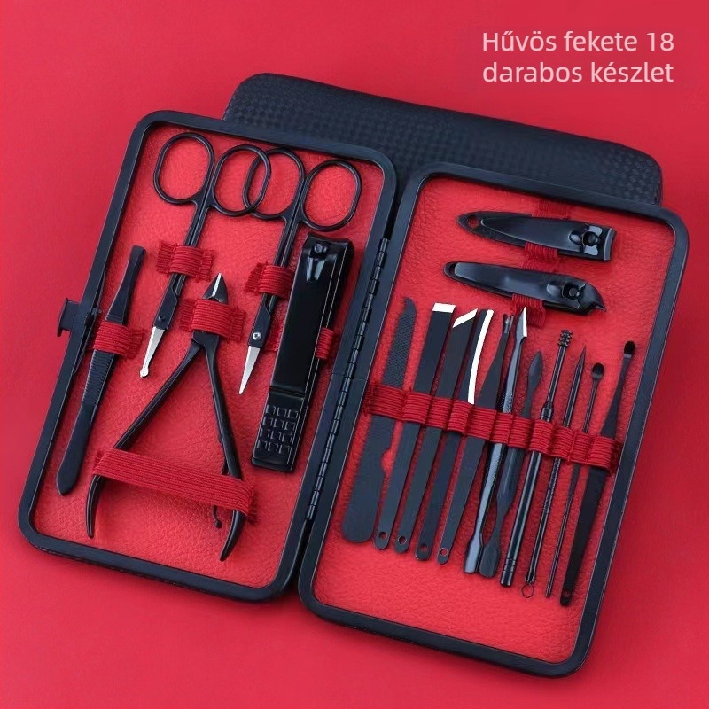 Otthoni manikűr készlet – rozsdamentes acélból készült körömvágó ollók, sascsőr alakú, teljes pedikűr készlet, logó nyomtatása elérhető