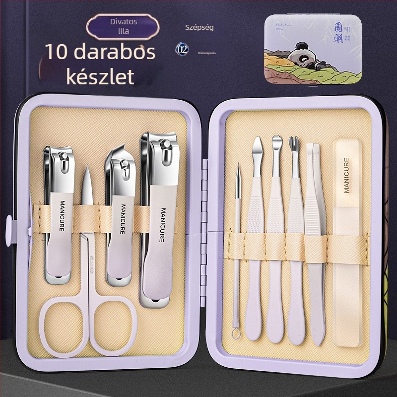 Manikűr- és pedikűr körömvágó készlet; anyag: rozsdamentes acél és szénacél; jellemzők: sík szájú, készlet típusú, köröm-széli csatorna olló; csomagolás 100 db