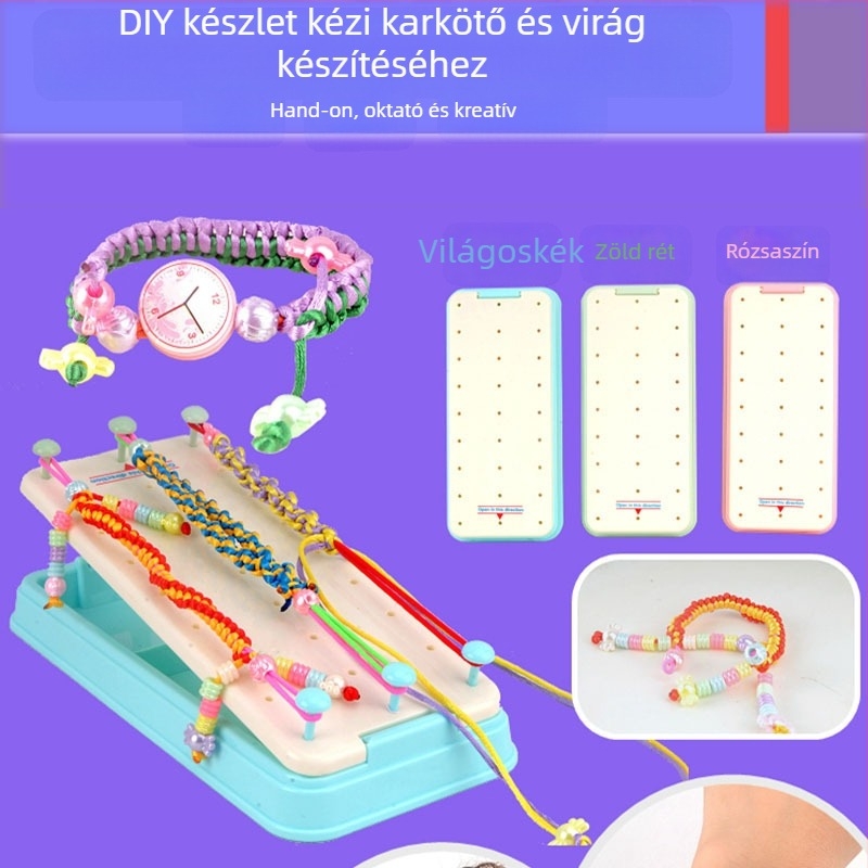 DIY gyerek karkötő készlet – etnikus stílus, zsinór anyag; 2024 tavasz; dobozos csomagolás