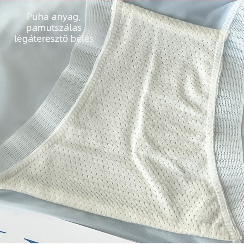 Női középmagas derekú, lélegző nylon bugyi, dísz masnival és csipkével, kötött, 41-50D