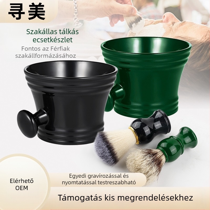 Szakáll- és borotvahabos tál és ecset készlet, műanyagból, 100 ml kapacitás