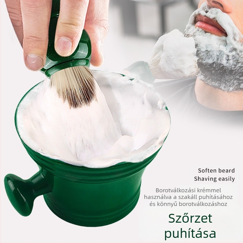 Szakáll- és borotvahabos tál és ecset készlet, műanyagból, 100 ml kapacitás