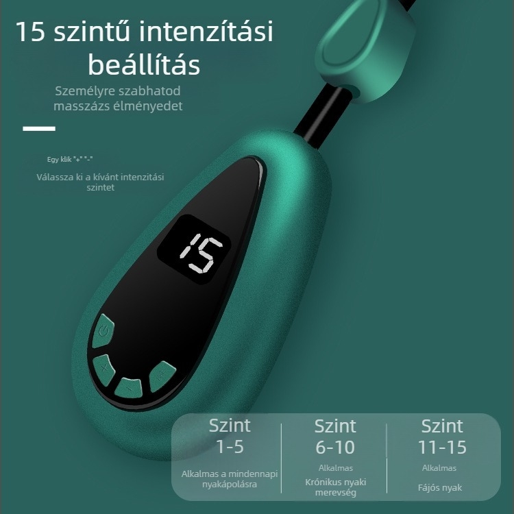 Nyaki gerinc masszírozó hőkompresszióval és EMS mikroárammal, akkumulátoros működtetés, modell JZY-001, 58 g