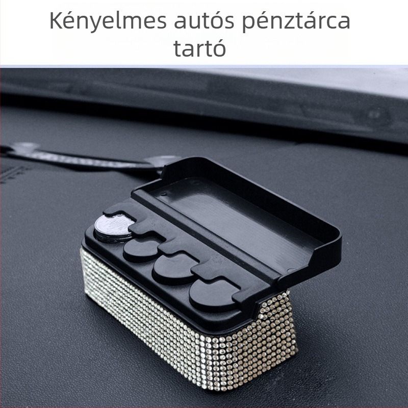 Autómoneták tároló doboza gyémántos dizájnnal – mini készpénz- tároló, kreatív aprópénz rendező, Anyag: Műanyag, Modell: 032, Márka: Shangchuang