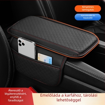 Bőr autókarfa párna, univerzális középső kartámaszhoz, légáteresztő hálós kialakítás, oldalsó zseb, testreszabható feldolgozás