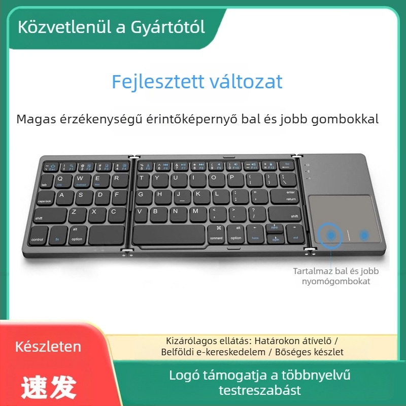 B033plus vezeték nélküli Bluetooth billentyűzet tabletekhez – ergonómikus kialakítás, logónyomtatás elérhető, tablet-kompatibilitás, Bluetooth interfész