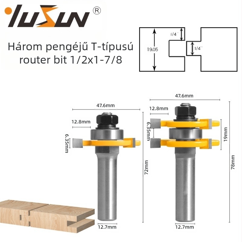 Morzsba és végcsap fúró — T-alakú vágófa, farostfaipari