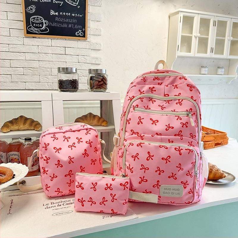 Lányoknak való hátizsák, japán stílusú háromrészes készlet, 20–35L, nylon