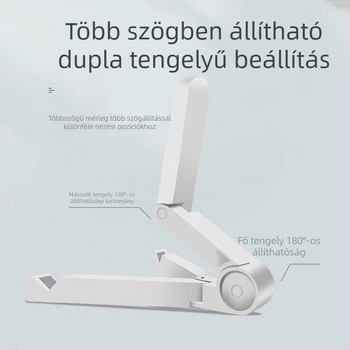 Asztali telefon- és tabletatartó, összehajtható, hordozható, kompakt kialakítású a műsorok nézéséhez és élő közvetítéshez; kompatibil iPhone, iPad és iPod