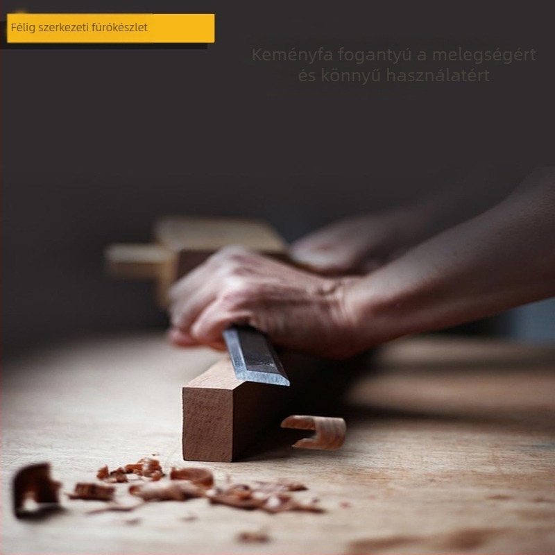 Félkör alakú faragó készlet, 4 darabos, fej szerszámacélból, fa nyéllel, kör alakú fej a faragáshoz