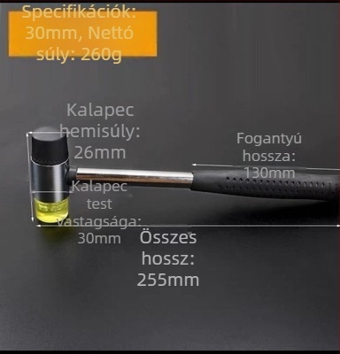 Gumis fejű kalapács PVC nyéllel, robbanásbiztos és ütésálló, telepítésre és dekorációra