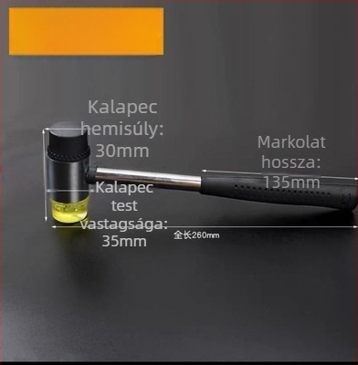 Gumis fejű kalapács PVC nyéllel, robbanásbiztos és ütésálló, telepítésre és dekorációra