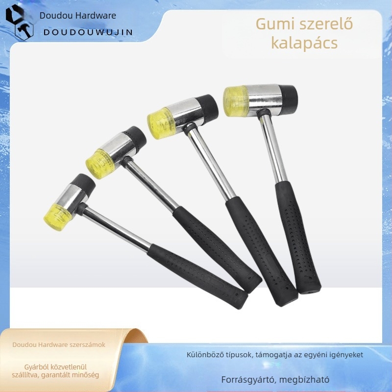 Gumis fejű kalapács PVC nyéllel, robbanásbiztos és ütésálló, telepítésre és dekorációra