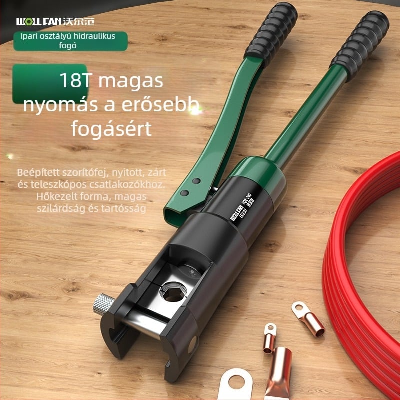 Volvan hidraulikus crimpelőfogó elektromunkásoknak, integrált kialakítás, erőfeszítés-megtakarítás, súly 10, anyag: speciális acél