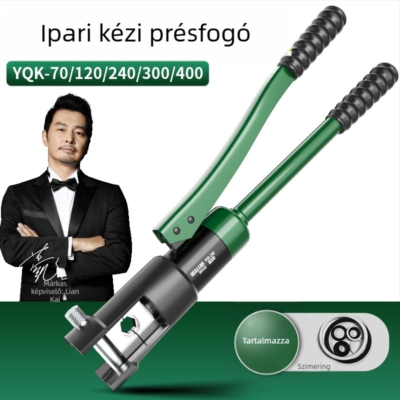 Volvan hidraulikus crimpelőfogó elektromunkásoknak, integrált kialakítás, erőfeszítés-megtakarítás, súly 10, anyag: speciális acél