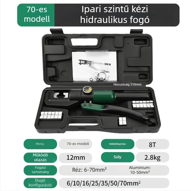 Volvan hidraulikus crimpelőfogó elektromunkásoknak, integrált kialakítás, erőfeszítés-megtakarítás, súly 10, anyag: speciális acél