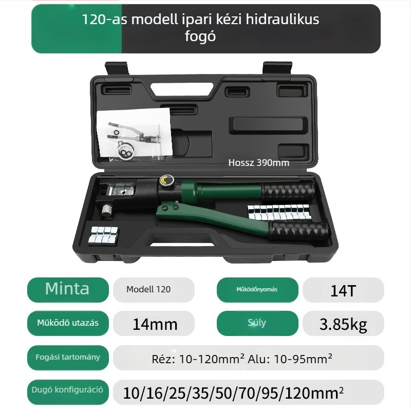 Volvan hidraulikus crimpelőfogó elektromunkásoknak, integrált kialakítás, erőfeszítés-megtakarítás, súly 10, anyag: speciális acél