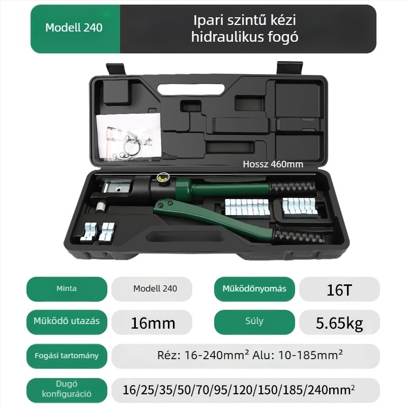 Volvan hidraulikus crimpelőfogó elektromunkásoknak, integrált kialakítás, erőfeszítés-megtakarítás, súly 10, anyag: speciális acél