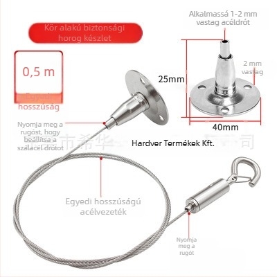 Hiwa XH-2024041501 Rozsdamentes acélból készült zár, biztonsági horoggal, állítható kampó reklámfeliratok megvilágításához