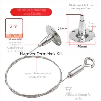 Hiwa XH-2024041501 Rozsdamentes acélból készült zár, biztonsági horoggal, állítható kampó reklámfeliratok megvilágításához