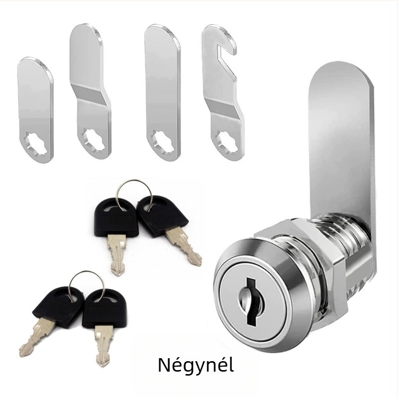 LIKAYO zár C1820 forgatható nyelvvel, cink ötvözet, 4 kulcsos készlet, gardrób és lakókocsi számára