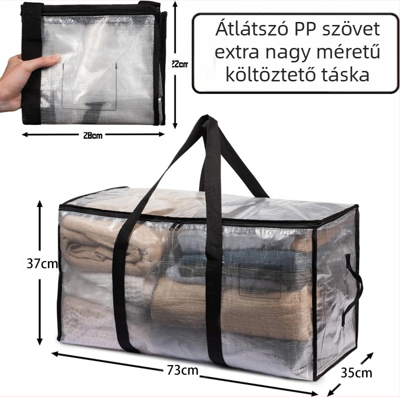Nagy kapacitású PP szövött költöztető és tároló táska ruháknak – összetett szövött csomagoló táska