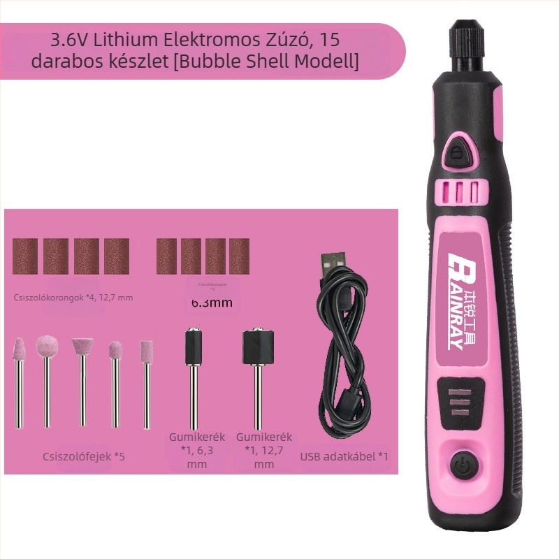 Elektromos mini polírozógép – Li-ion újratölthető, 3,6V, fix sebesség, DIY polírozás és vágás