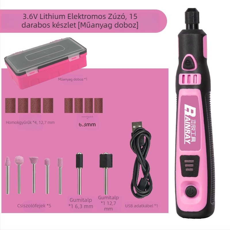 Elektromos mini polírozógép – Li-ion újratölthető, 3,6V, fix sebesség, DIY polírozás és vágás
