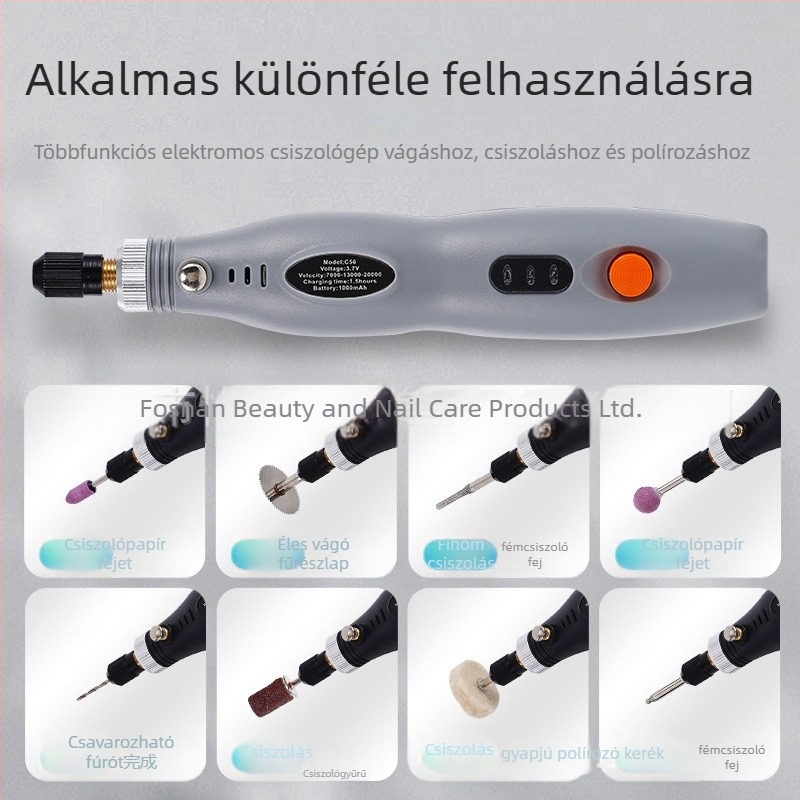 Precíziós mini elektromos fúró gravírozáshoz kőre és fára, gravírozás és polírozás (újratölthető lítium akkumulátor, 3.7V–5V, háromfokozat sebesség, 1 m kábel)