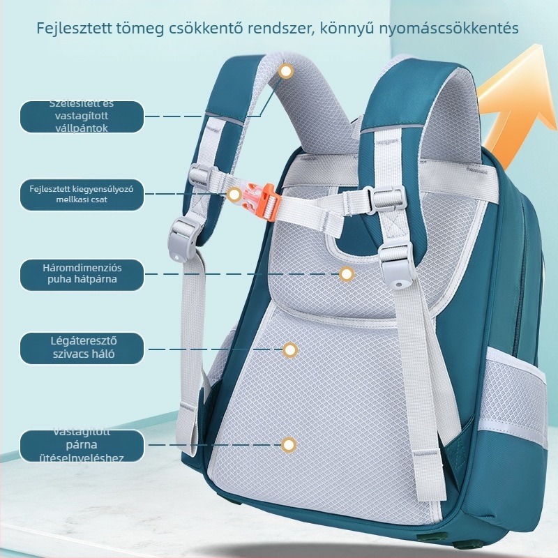 Általános iskolai hátizsák Big Tail Cat 6917, Oxford anyag, légáteresztő, vízálló, kopásálló, ívelt vállpánt