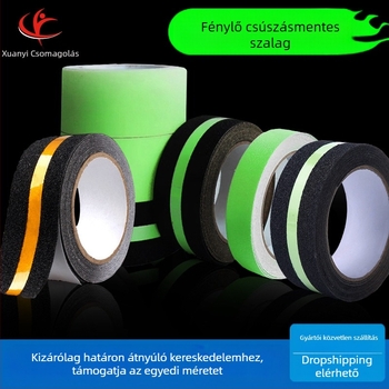 PET-alapú lépcsőbiztonsági szalag, foszforeszkáló, csúszásmentes, nyomtatható, alkalmas lépcsők, fürdőszobák és szállodák számára