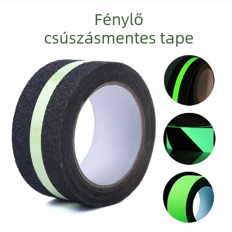 PET-alapú lépcsőbiztonsági szalag, foszforeszkáló, csúszásmentes, nyomtatható, alkalmas lépcsők, fürdőszobák és szállodák számára