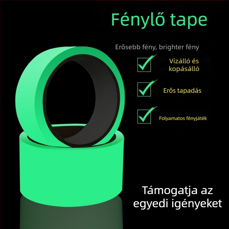 PET-alapú lépcsőbiztonsági szalag, foszforeszkáló, csúszásmentes, nyomtatható, alkalmas lépcsők, fürdőszobák és szállodák számára