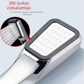 300‑lyukas nyomásfokozott zuhanyfej, ABS anyagból, falra szerelhető, UV bevonat