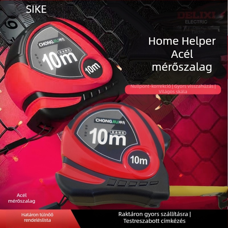 Mérőszalag acél szalaggal, kihúzható, gumírozott bevonattal, magas pontosság, ütés- és kopásálló