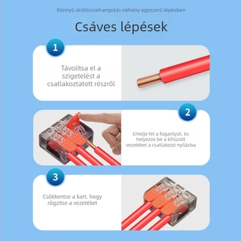 Gyors kapcsolóterminál párhuzamos és elágazó vezetékekhez, 2345 lyuk, 1 bemenet-1 kimenet, gyors csatlakozó retesz