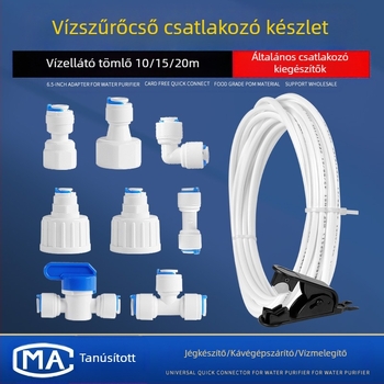 Vízpurifikátor csatlakozócső a csővezetéki szűréshez – élelmiszer‑minőségű POM, 2 PE cső, alkalmas jégkészítőhöz, kávéfőzőhöz és vízmelegítőhöz