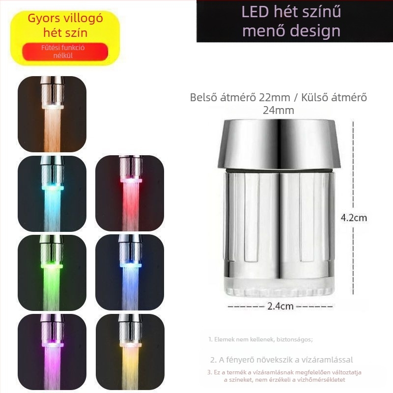 Konyhai csap hosszabbító fröccsenés elleni védelemmel, LED hőmérséklet-érzékelő fej, zöldségek mosásához szűrő és zuhanyzó, modell 017, ABS anyag, kézi telepítés, felület injekciós formázás, modern minimalista stílus