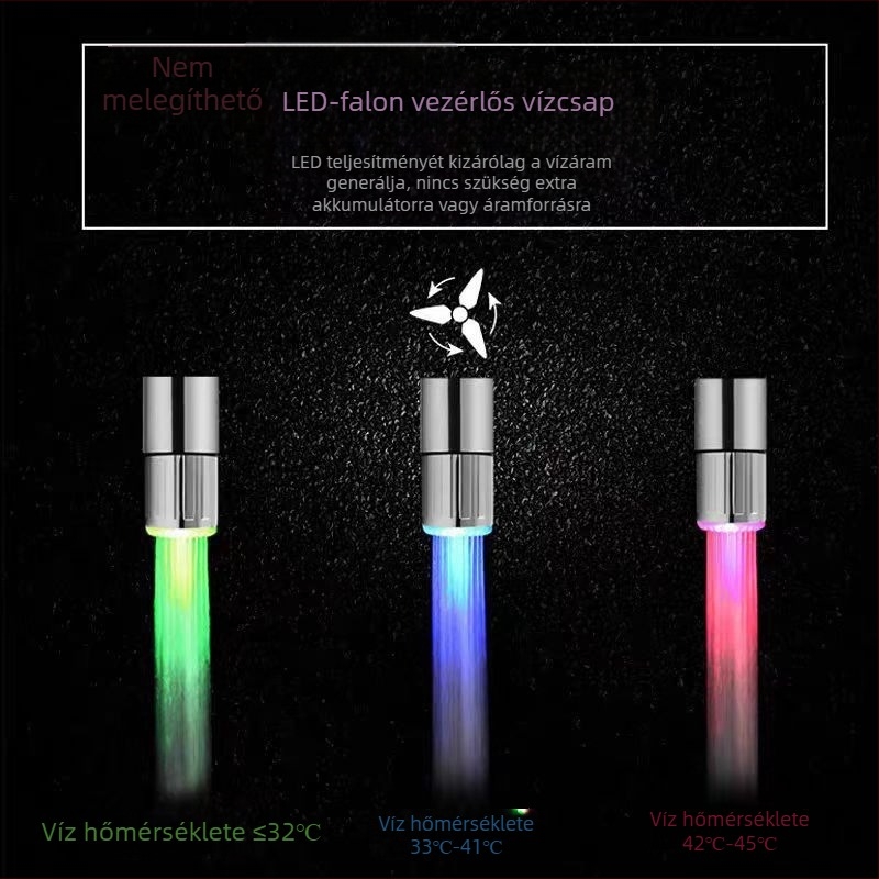 Konyhai csap hosszabbító fröccsenés elleni védelemmel, LED hőmérséklet-érzékelő fej, zöldségek mosásához szűrő és zuhanyzó, modell 017, ABS anyag, kézi telepítés, felület injekciós formázás, modern minimalista stílus