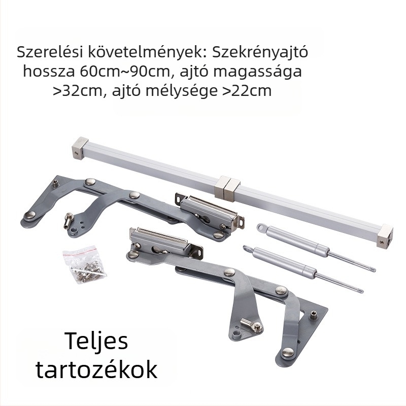 Pneumatikus felnyíló ajtó tartó rúd, szekrényhez, alumíniumötvözet, függőleges emelés